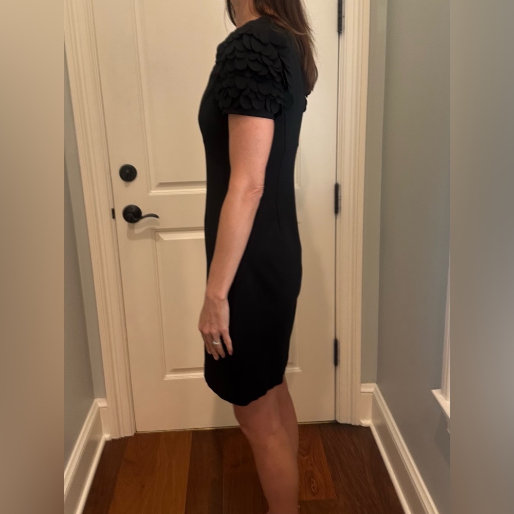 Trina Turk Elegant Black Mini Dress with Unique Sleeves - Picture 3 of 6